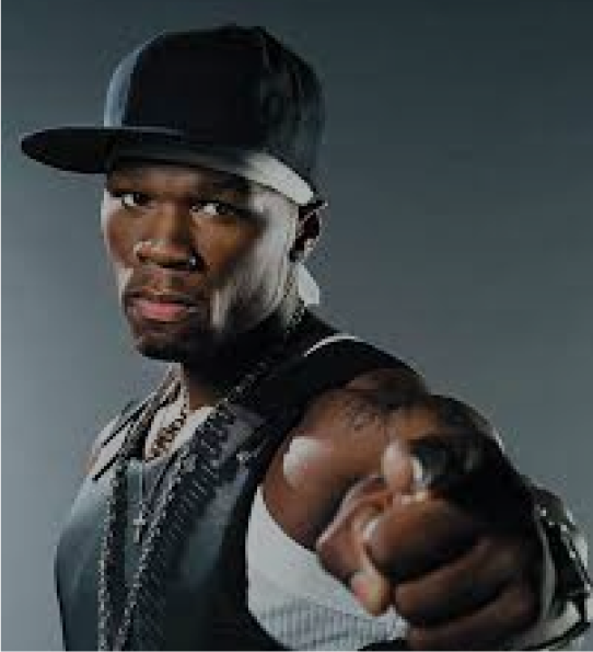 50 Cent confidently points his finger at the camera